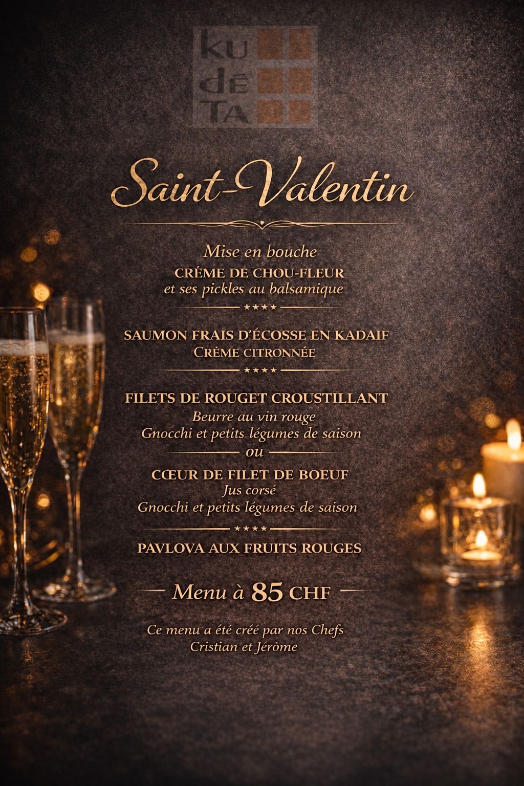 Menu Saint Valentin le kudeta
